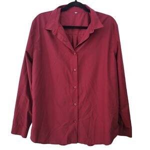 Ruisin Size XL Maroon Long Sleeve Modal Button Up Shirt Minimalist